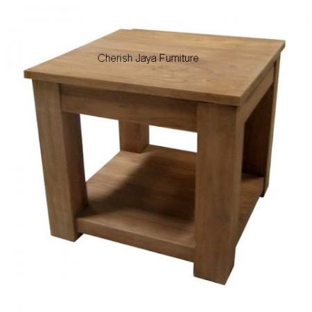 Code: SJAT 001 Name: Simplicity Small Coffee Table With Shelf Size: W=50 x D=50 x H=45 cm Leg=8 cm Wood: Solid Teakwood